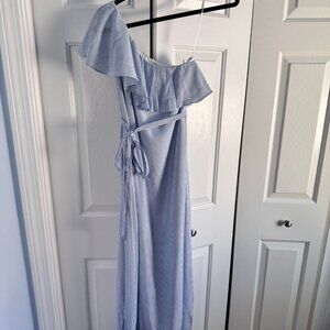 Banana Republic Maxi Blue Striped One Shoulder Summer Dress Size XXSP